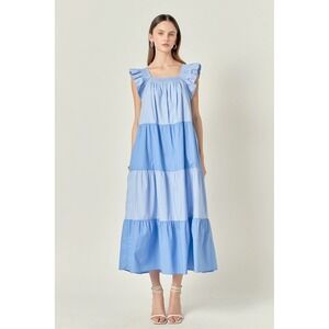English‎ Factory Sweetheart Color Block Maxi Dress Blue Size XS